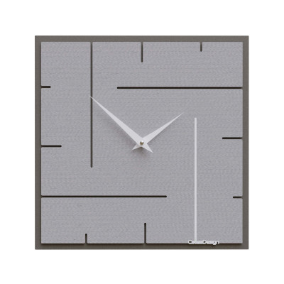 CalleaDesign - Grid - Orologio da parete quadrato in legno dal design moderno ed elegante - Colore: Gessato - SKU: 10-033-86