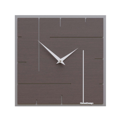 CalleaDesign - Grid - Orologio da parete quadrato in legno dal design moderno ed elegante - Colore: Rovere Wengè - SKU: 10-033-89