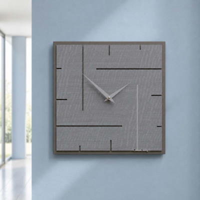 CalleaDesign Grid Orologio da parete quadrato in legno dal design moderno ed elegante Colore: Radica Grigia