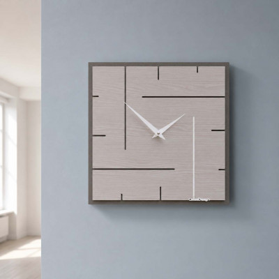 CalleaDesign Grid Orologio da parete quadrato in legno dal design moderno ed elegante Colore: Rovere Breeze