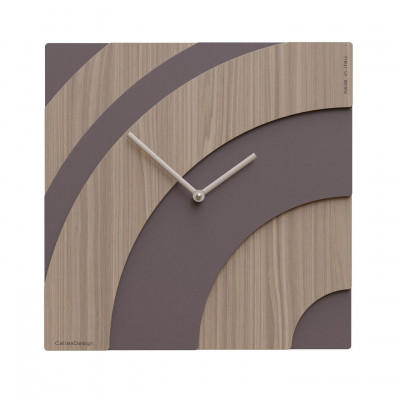 CalleaDesign - Waves - Orologio da parete quadrato in legno con design moderno e lancette in metallo - Colore: Noce Canaletto - SKU: 10-041-85
