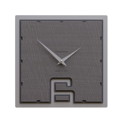 CalleaDesign - Soffio - Orologio da parete quadrato in legno dal design moderno - Colore: Radica Grigia - SKU: 10-004-84