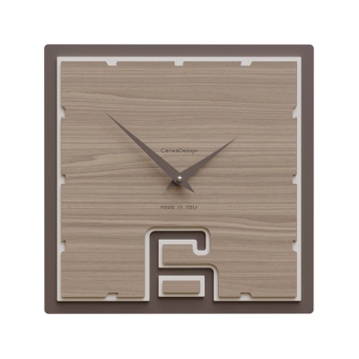 CalleaDesign - Soffio - Orologio da parete quadrato in legno dal design moderno - Colore: Noce Canaletto - SKU: 10-004-85