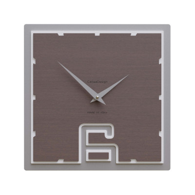 CalleaDesign - Soffio - Orologio da parete quadrato in legno dal design moderno - Colore: Rovere Wengè - SKU: 10-004-89