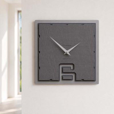 CalleaDesign Soffio Orologio da parete quadrato in legno dal design moderno Colore: Radica Grigia