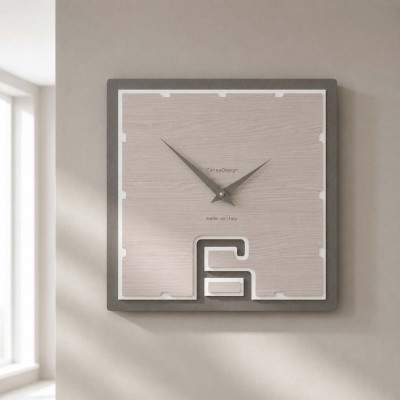 CalleaDesign Soffio Orologio da parete quadrato in legno dal design moderno Colore: Rovere Breeze