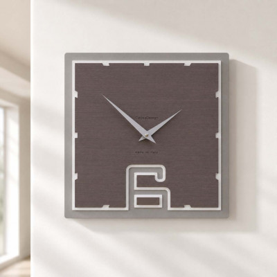 CalleaDesign Soffio Orologio da parete quadrato in legno dal design moderno Colore: Rovere Wengè