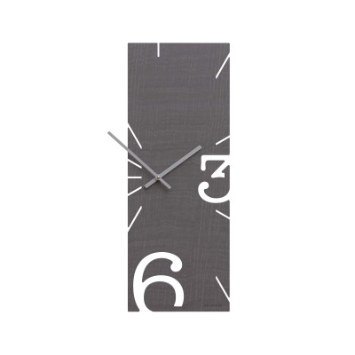 CalleaDesign - Greg - Orologio da parete rettangolare verticale in legno dal design moderno - Colore: Radica Grigia - SKU: 10-010-84