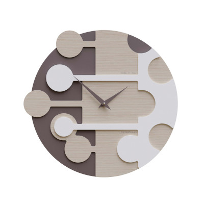 CalleaDesign - Stish - Orologio da parete rotondo con struttura in legno dal design moderno - Colore: Rovere Sbiancato - SKU: 10-034-81