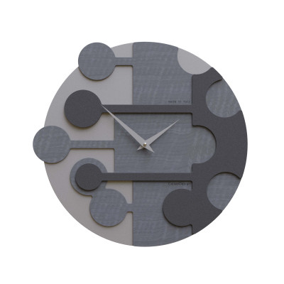 CalleaDesign - Stish - Orologio da parete rotondo con struttura in legno dal design moderno - Colore: Radica Grigia - SKU: 10-034-84