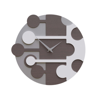 CalleaDesign - Stish - Orologio da parete rotondo con struttura in legno dal design moderno - Colore: Rovere Wengè - SKU: 10-034-89