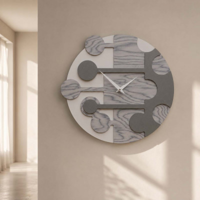 CalleaDesign Stish Orologio da parete rotondo con struttura in legno dal design moderno Colore: Grigio Sottsass