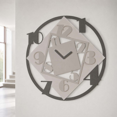 CalleaDesign Demetra Orologio da parete rotondo di grandi dimensioni in legno dal design moderno Colore: Tortora