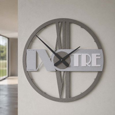 CalleaDesign Olivia Orologio da parete rotondo in legno con numeri decorativi e design moderno Colore: Gessato