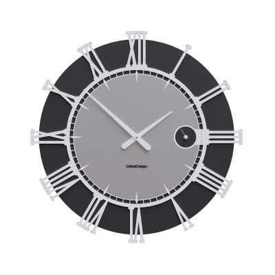 CalleaDesign - Etia - Orologio da parete rotondo in legno con numeri romani dal design moderno - Colore: Alluminio - SKU: 10-220-2