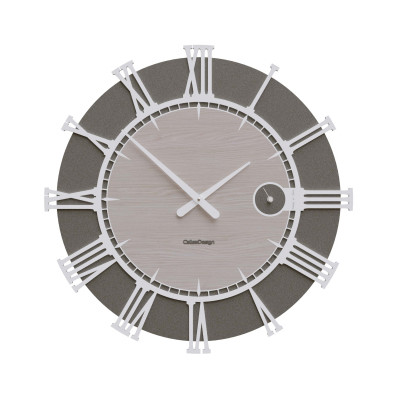 CalleaDesign - Etia - Orologio da parete rotondo in legno con numeri romani dal design moderno - Colore: Grigio Quarzo - SKU: 10-220-3