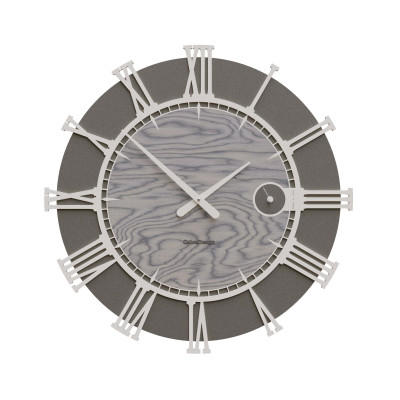 CalleaDesign - Etia - Orologio da parete rotondo in legno con numeri romani dal design moderno - Colore: Grigio Sottsass - SKU: 10-220-82