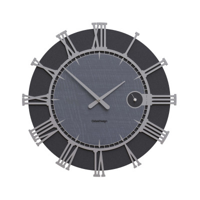 CalleaDesign - Etia - Orologio da parete rotondo in legno con numeri romani dal design moderno - Colore: Radica Grigia - SKU: 10-220-84