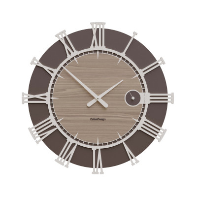 CalleaDesign - Etia - Orologio da parete rotondo in legno con numeri romani dal design moderno - Colore: Noce Canaletto - SKU: 10-220-85