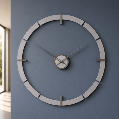 CalleaDesign Giotto Orologio da parete rotondo in legno dal design moderno e minimalista Colore: Alluminio