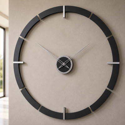 CalleaDesign Giotto Orologio da parete rotondo in legno dal design moderno e minimalista Colore: Nero
