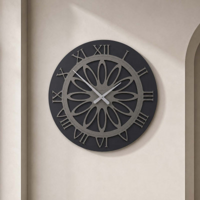 CalleaDesign Athena Orologio da parete rotondo in legno dal design moderno ed elegante Colore: Nero