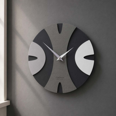 CalleaDesign Baz Orologio da parete rotondo in legno dal design moderno ed elegante Colore: Radica Grigia