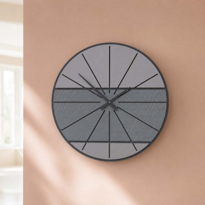 CalleaDesign Benjamin Orologio da parete rotondo in legno dal design moderno ed elegante Colore: Radica Grigia