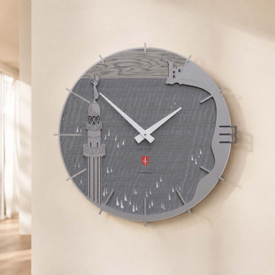 CalleaDesign Golfo di Trieste Orologio da parete rotondo in legno dal design moderno ed elegante Colore: Radica Grigia