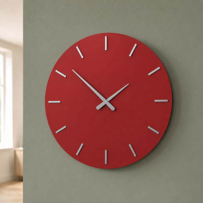 CalleaDesign Linea Smarty Orologio da parete rotondo in legno dal design moderno ed elegante Colore: Rubino