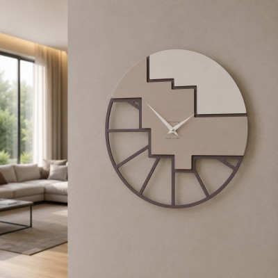 CalleaDesign Scalea Orologio da parete rotondo in legno dal design moderno ed elegante Colore: Caffelatte