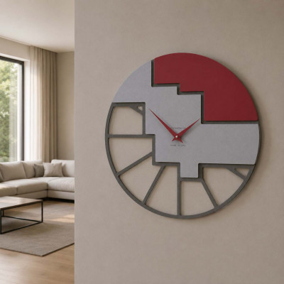 CalleaDesign Scalea Orologio da parete rotondo in legno dal design moderno ed elegante Colore: Rubino