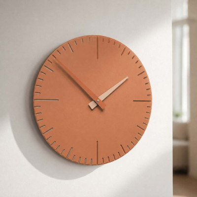 CalleaDesign Exacto Orologio da parete rotondo in legno dal design moderno Colore: Abbronzato