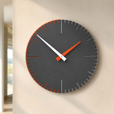 CalleaDesign Exacto Orologio da parete rotondo in legno dal design moderno Colore: Grigio Quarzo