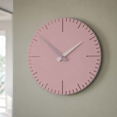 CalleaDesign Exacto Orologio da parete rotondo in legno dal design moderno Colore: Rosa Nuvola