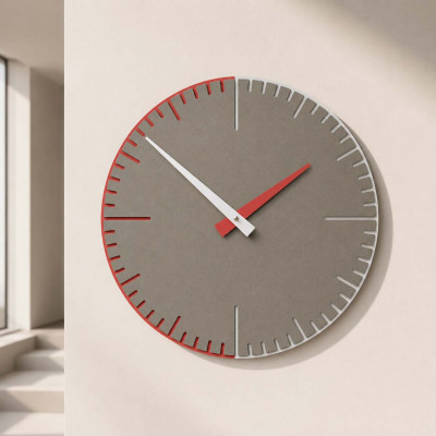 CalleaDesign Exacto Orologio da parete rotondo in legno dal design moderno Colore: Rosso Fuoco