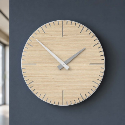 CalleaDesign Exacto Orologio da parete rotondo in legno dal design moderno Colore: Rovere Decapè