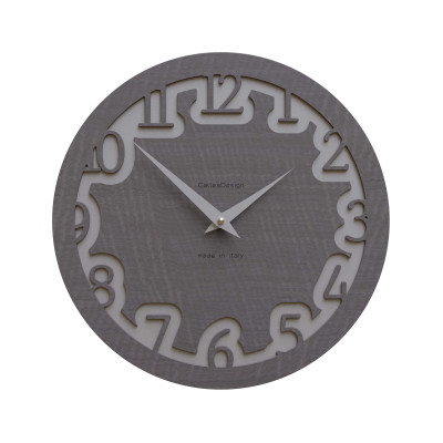 CalleaDesign - Labirinto - Orologio da parete rotondo in legno dal design moderno - Colore: Radica Grigia - SKU: 10-002-84
