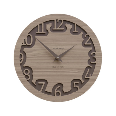 CalleaDesign - Labirinto - Orologio da parete rotondo in legno dal design moderno - Colore: Noce Canaletto - SKU: 10-002-85