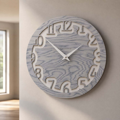 CalleaDesign Labirinto Orologio da parete rotondo in legno dal design moderno Colore: Grigio Sottsass