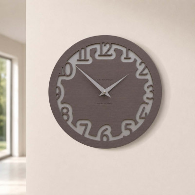 CalleaDesign Labirinto Orologio da parete rotondo in legno dal design moderno Colore: Rovere Wengè