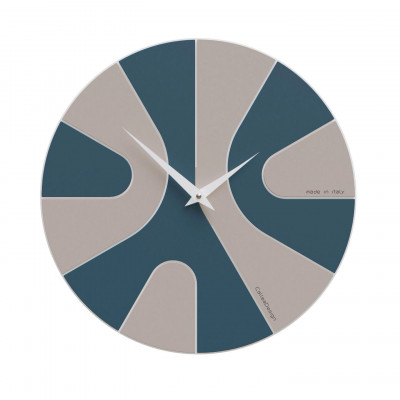 CalleaDesign - AsYm - Orologio da parete rotondo in legno con design asimmetrico e lancette in metallo - Colore: Ottanio - SKU: 10-040-57
