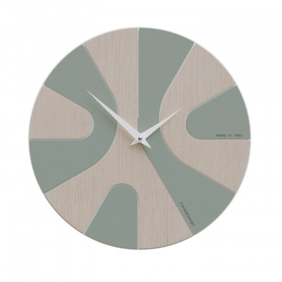 CalleaDesign - AsYm - Orologio da parete rotondo in legno con design asimmetrico e lancette in metallo - Colore: Rovere Decapè - SKU: 10-040-81