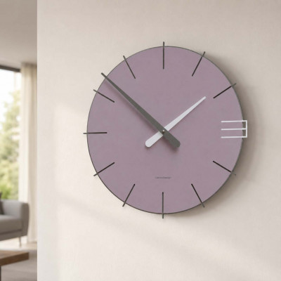 CalleaDesign Mike Orologio da parete rotondo in legno dal design moderno Colore: Grigio Prugna