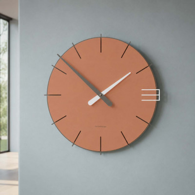 CalleaDesign Mike Orologio da parete rotondo in legno dal design moderno Colore: Terracotta