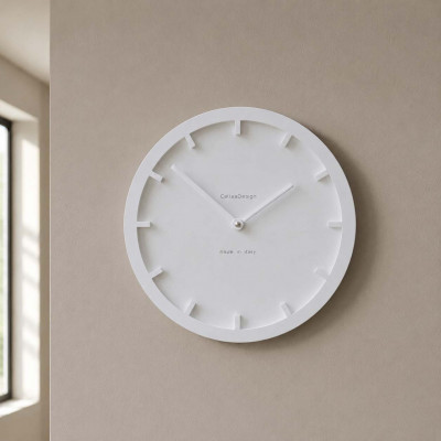 CalleaDesign Miny Orologio da parete rotondo in legno dal design moderno Colore: Bianco