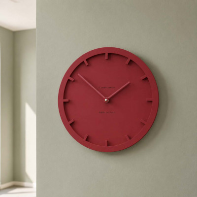 CalleaDesign Miny Orologio da parete rotondo in legno dal design moderno Colore: Rubino