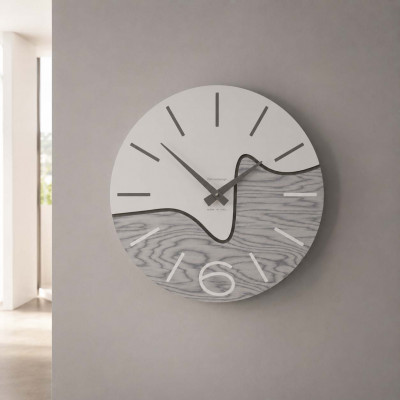 CalleaDesign Oliver Orologio da parete rotondo in legno dal design moderno Colore: Grigio Sottsass