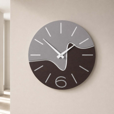 CalleaDesign Oliver Orologio da parete rotondo in legno dal design moderno Colore: Rovere Wengè