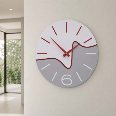 CalleaDesign Oliver Orologio da parete rotondo in legno dal design moderno Colore: Rubino
